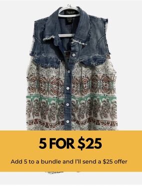 Sheer sleeveless button up with denim trim.